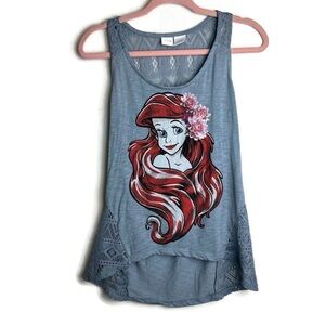 Disney The Little Mermaid Lace Glitter Tank Top Medium Sleeveless 7/9 Blue Ariel